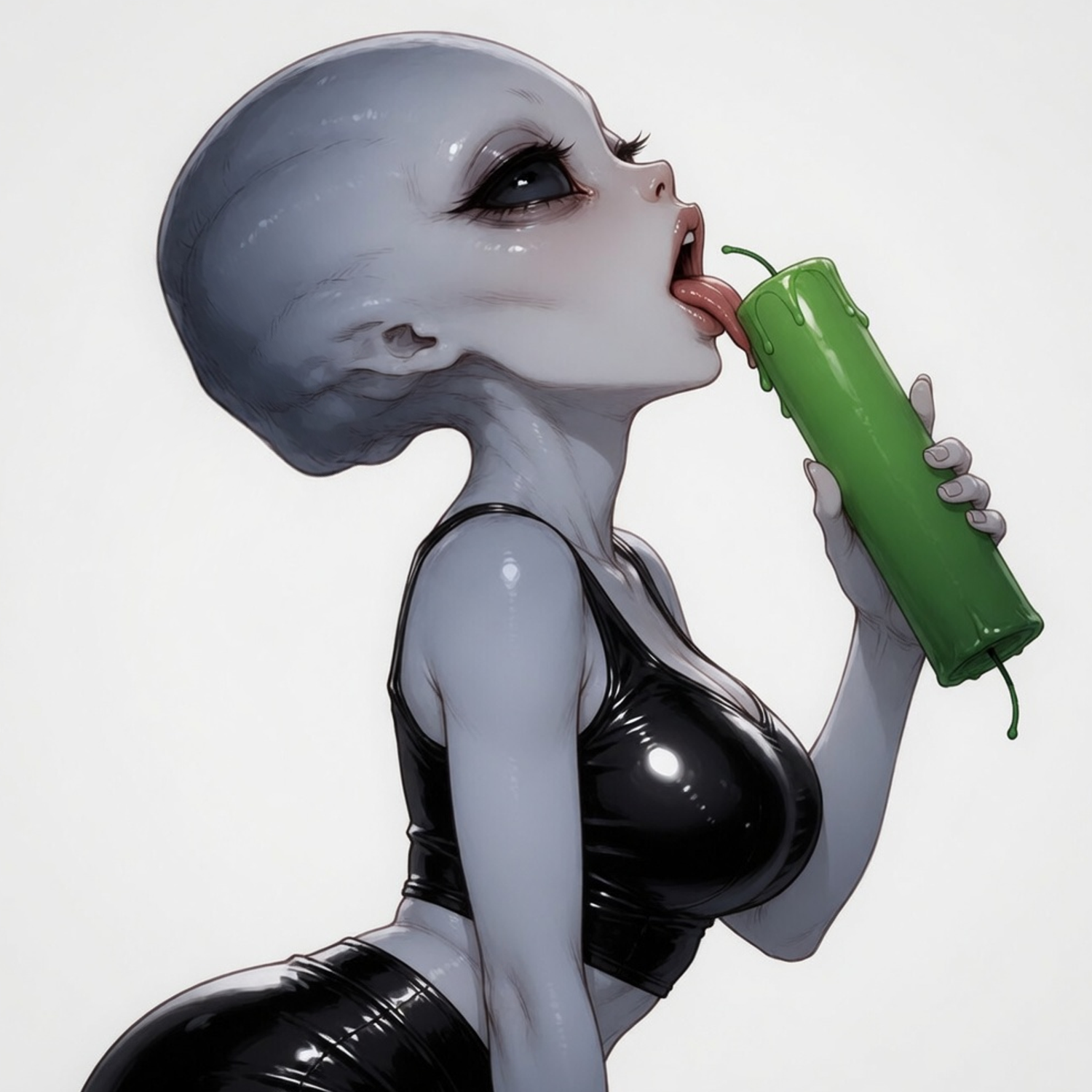 Alien with green candle